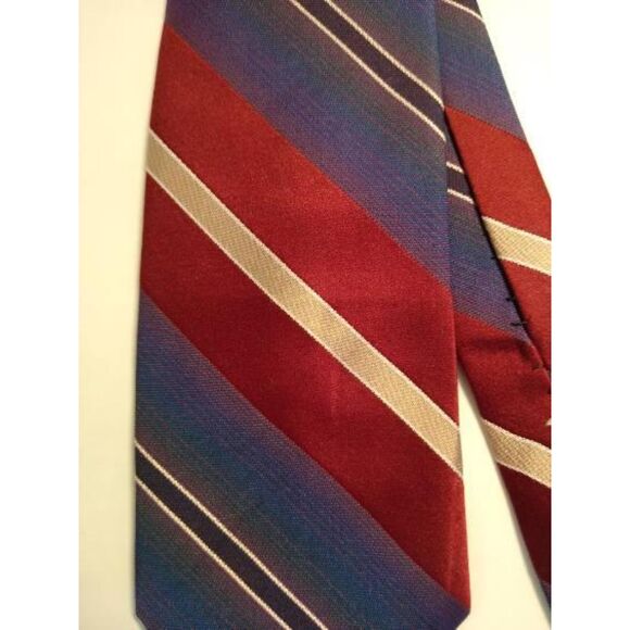 COLLECTIF Blue, Red and Tan Stripe Necktie Woven Tie - Picture 1 of 6